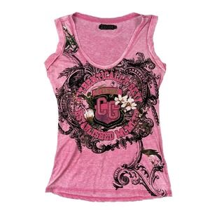 COOGI Womens Top XL Embellished Bodycon‎ Stretchy Pink Authentically Sexy